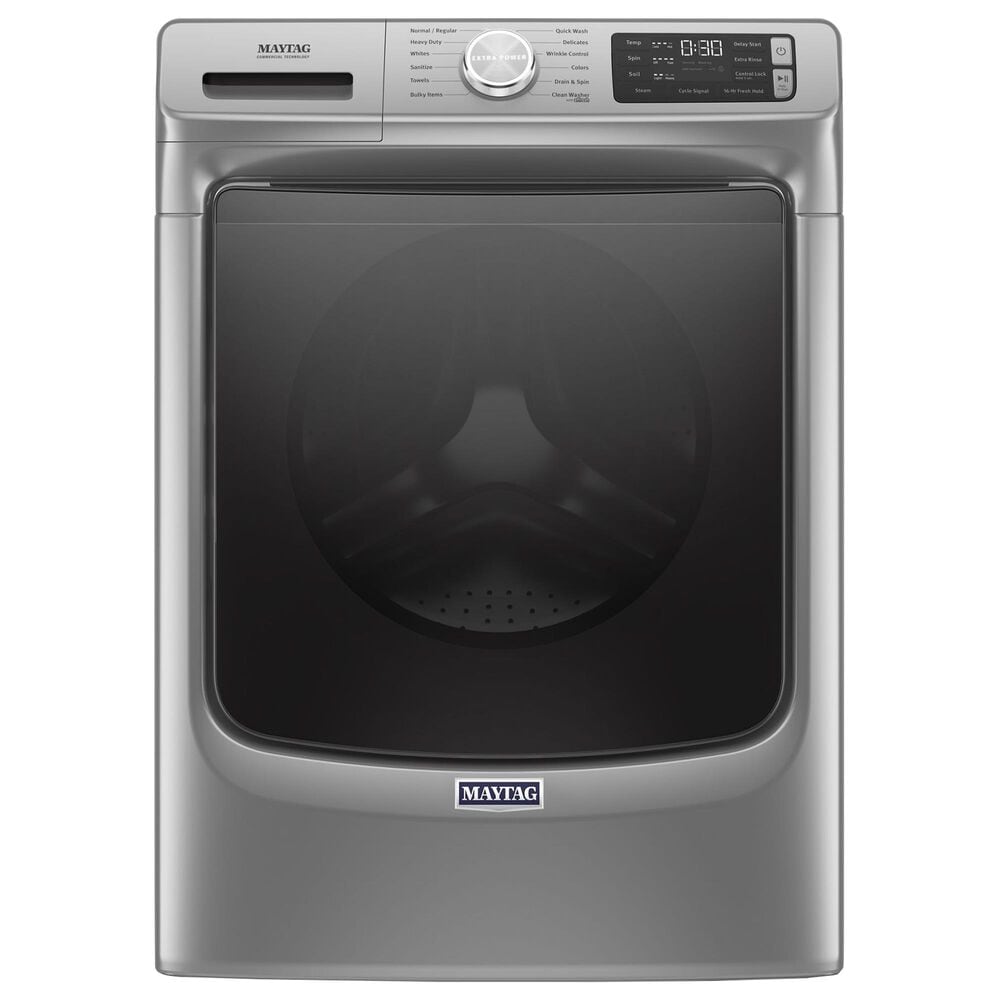 Maytag 4.8 Cu. Ft. Front Load Washer and 7.3 Cu. Ft. Electric Dryer Laundry Pair with Pedestal in Metallic Slate, , large