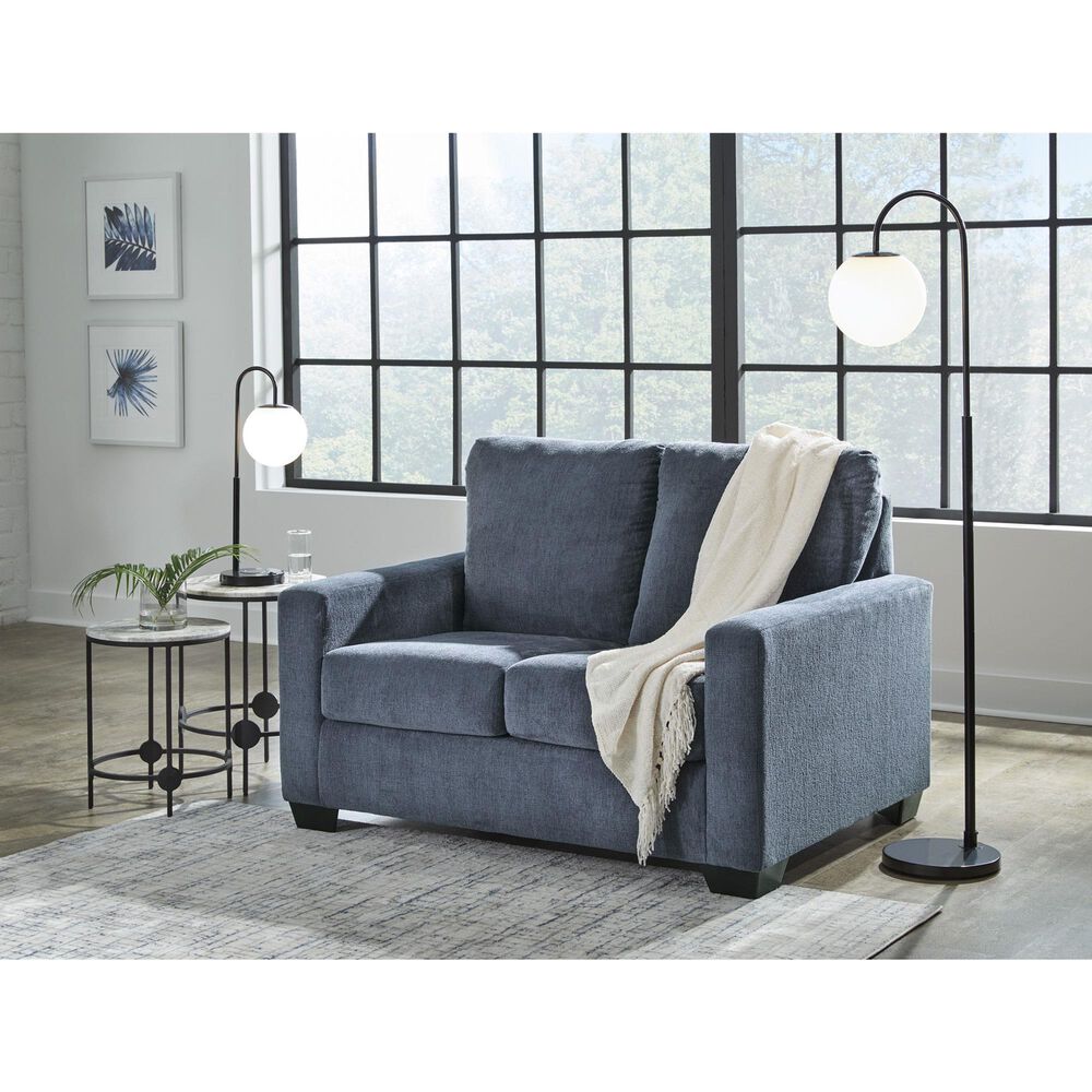 Signature Design by Ashley Rannis Stationary Twin Sofa Sleeper in Navy, , large
