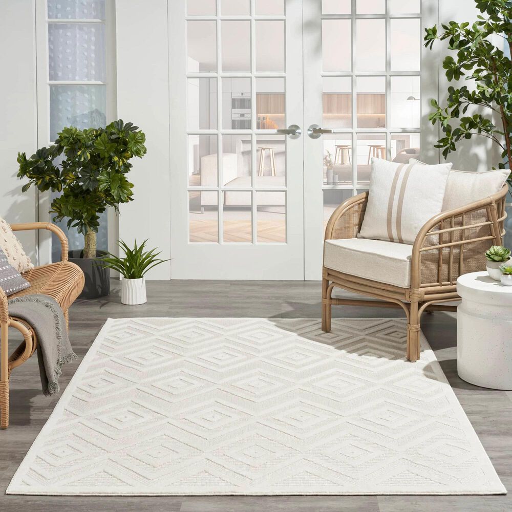 Nourison Versatile 4&#39; x 6&#39; Ivory and White Indoor/Outdoor Area Rug, , large