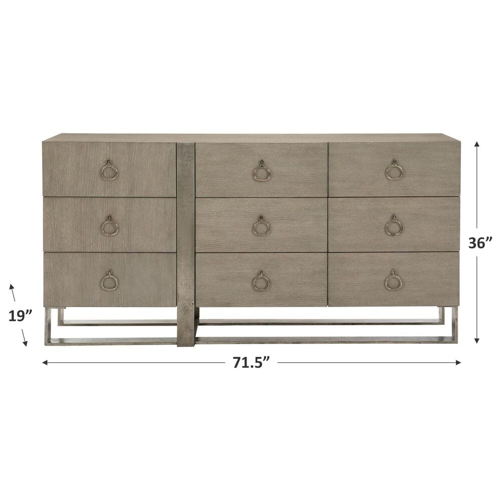 Bernhardt Linea 9-Drawer Dresser in Cerused Greige and Textured Graphite, , large