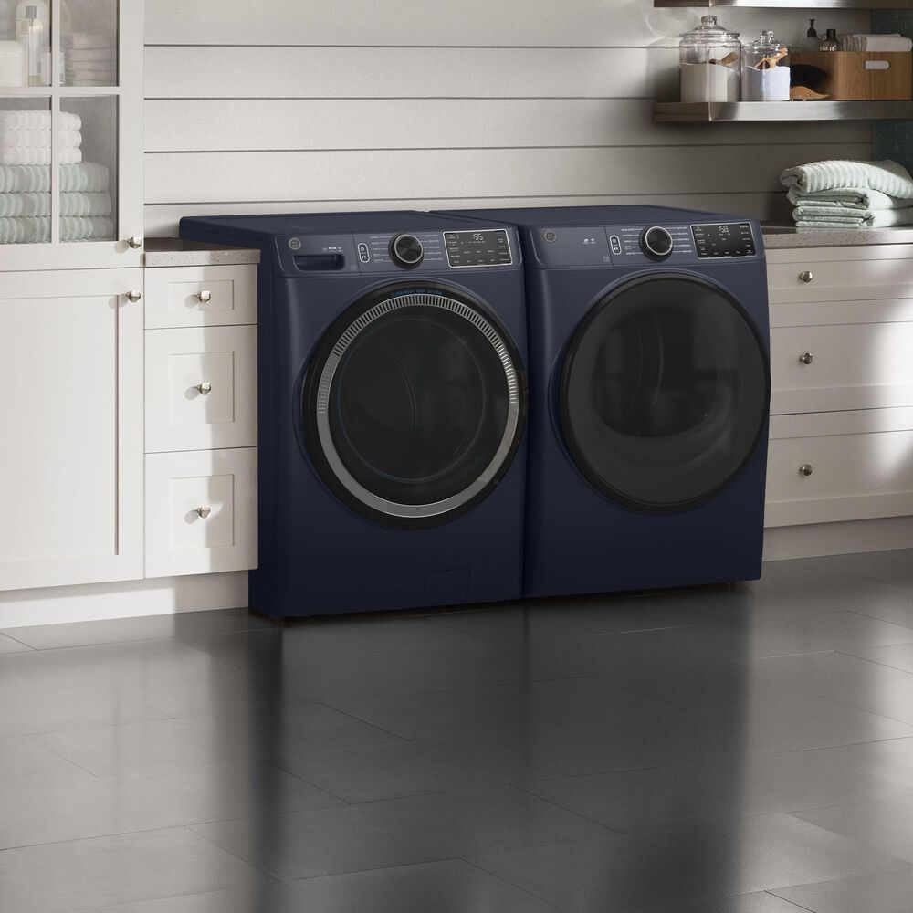 GE Appliances 7.8 Cu. Ft. Smart Front Load Electric Dryer with Sanitize Cycle in Sapphire Blue, , large