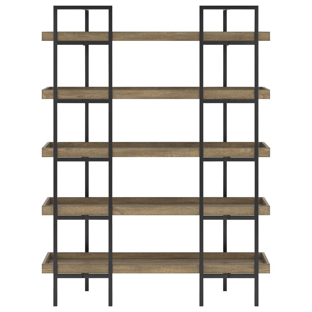 Signature Design by Ashley Montia 76&quot; Bookcase in Light Brown and Gunmetal Gray, , large