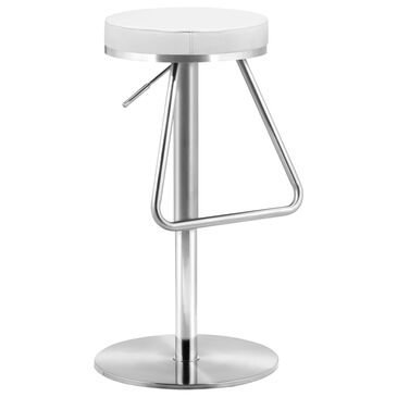 Zuo Modern Soda Barstool in White and Silver, , large