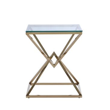 Monroe Double Pyramid Lamp Table in Gold, , large