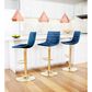 Zuo Modern Prima Bar Chair in Dark Blue and Gold, , large
