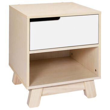 Babyletto Hudson 1 Drawer Nightstand with USB Port in Washed Natural and White, , large