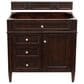 James Martin Brittany 36" Single Bathroom Vanity in Burnished Mahogany with 3 cm Charcoal Soapstone Quartz Top and Rectangle Sink, , large