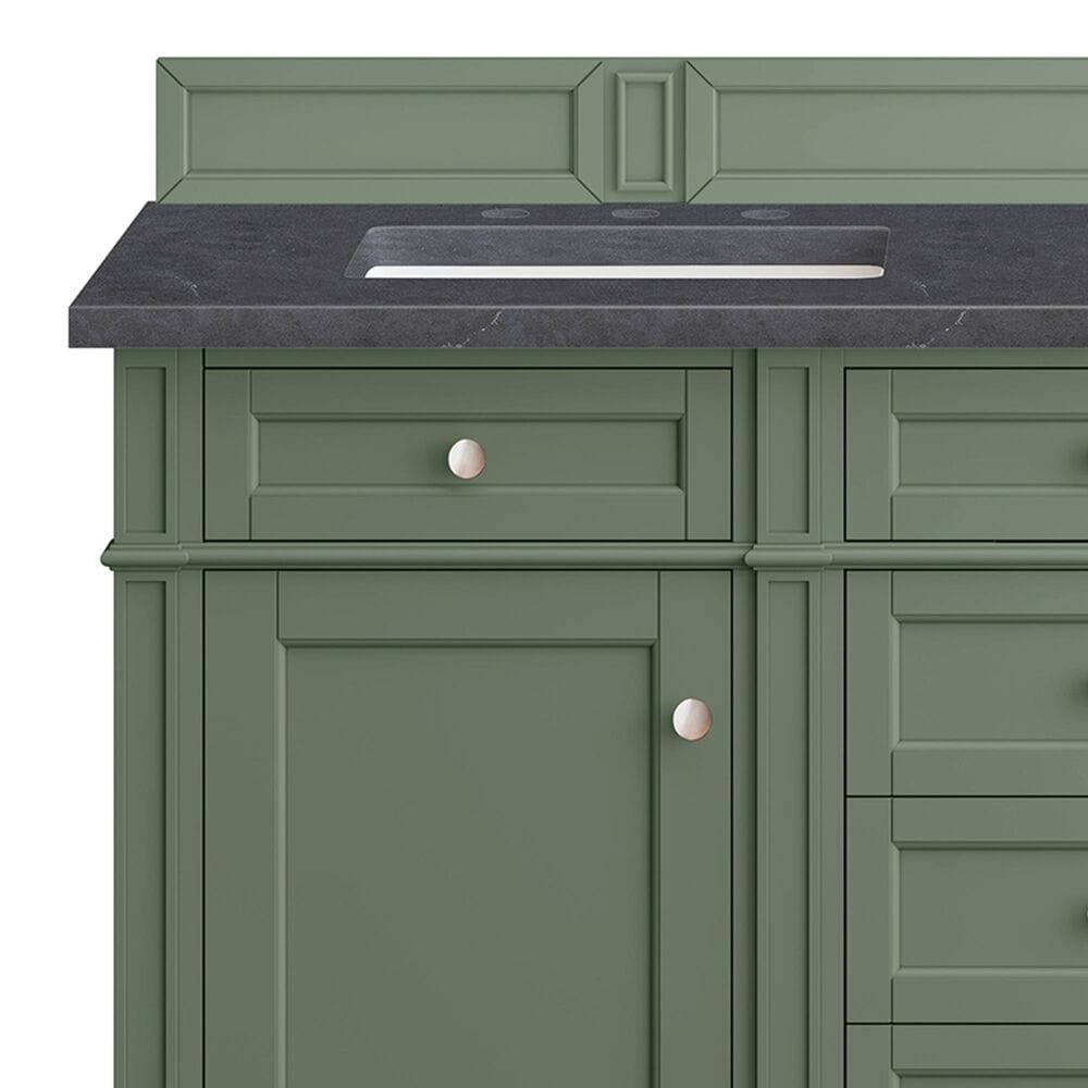 James Martin Brittany 60&quot; Double Bathroom Vanity in Smokey Celadon with 3 cm Charcoal Soapstone Quartz Top and Rectangular Sinks, , large