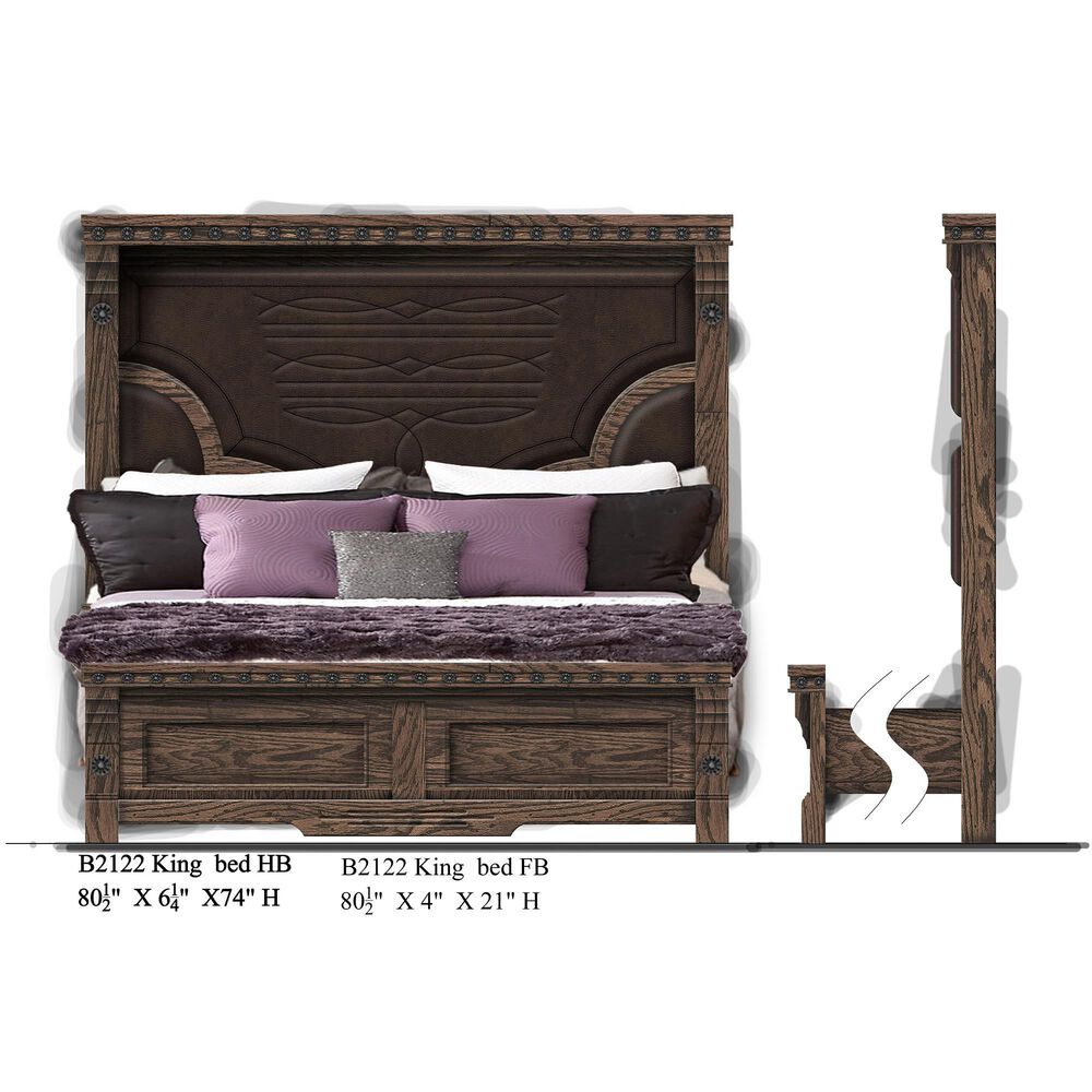 Sasha Lee Grand Teton 3 Piece King Storage Bedroom Set in Warm Brown Oak, , large