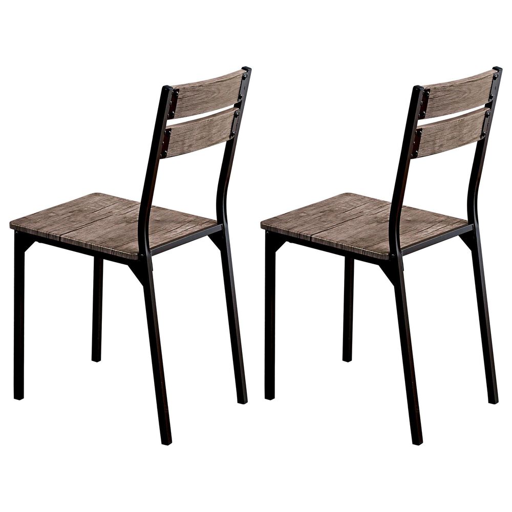 Furniture of America Childers Side Chair in Antique Brown and Black &#40;Set of 2&#41;, , large