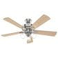 Hunter Crestfield 52" Remote Ceiling Fan with LED Lights in Brushed Nickel, , large