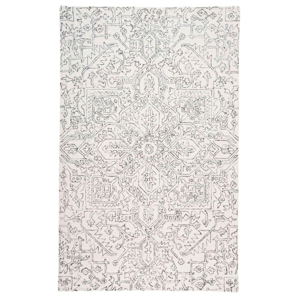 Feizy Rugs Belfort 5" x 8" Ivory and Charcoal Area Rug, , large