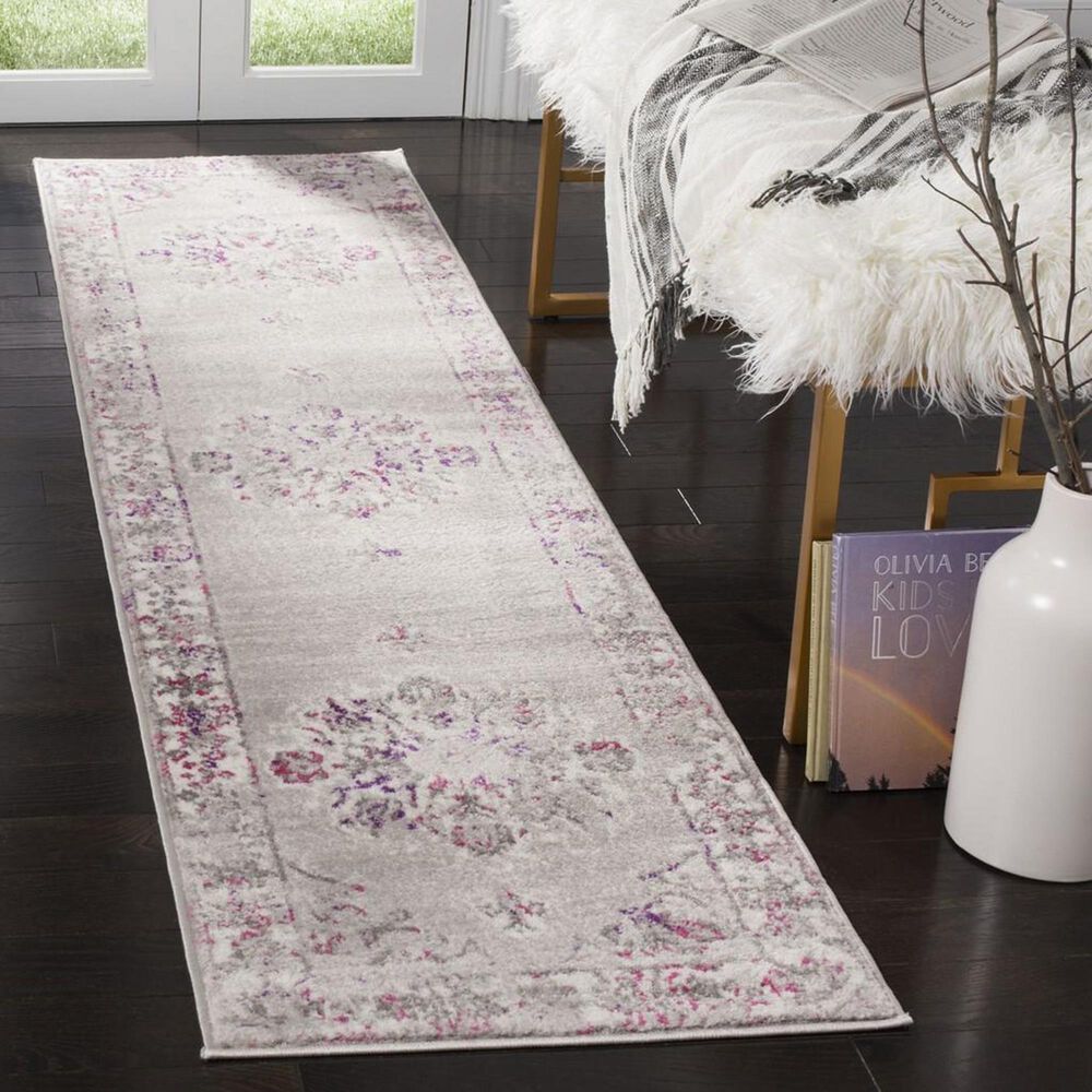 Safavieh Skyler SKY169P 2&#39; x 10&#39; Gray and Pink Runner, , large