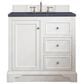 James Martin De Soto 36" Single Bathroom Vanity in Bright White with 3 cm Charcoal Soapstone Quartz Top and Rectangular Sink, , large