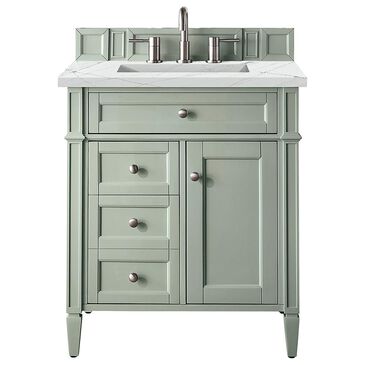 James Martin Brittany 30" Single Bathroom Vanity in Sage Green with 3 cm Ethereal Noctis Quartz Top and Rectangular Sink, , large