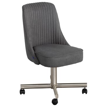 Chromcraft Revington Douglas Caster Chair in Jesse Slate Gray Upholstery with Stainless Steel Base, , large