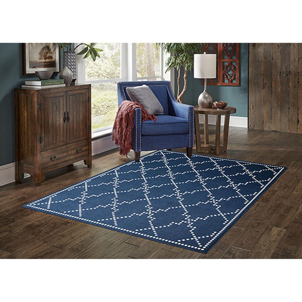 Oriental Weavers Marina 7765B 7&#39;10&quot; x 10&#39;10&quot; Navy and Ivory Area Rug, , large