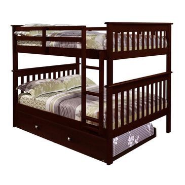 Forest Grove Full over Full Mission Bunk Bed with Trundle in Dark Cappuccino, , large
