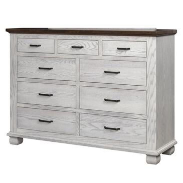 Briarwood LLC Town Hall 9 Drawer Dresser in Rustic Cherry Top and Aged White, , large