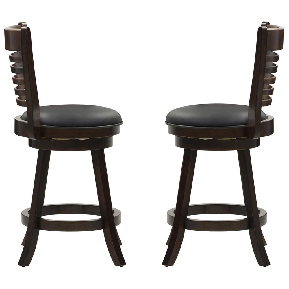 CorLiving Woodgrove Ladderback Counter Stool in Cappuccino with Black Cushion &#40;Set of 2&#41;, , large