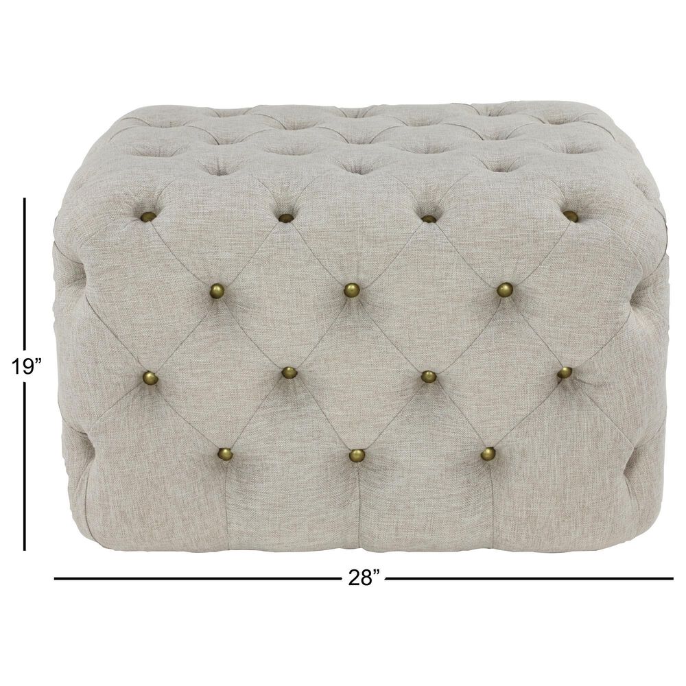 Maple and Jade Rectangular Ottoman in Beige, , large