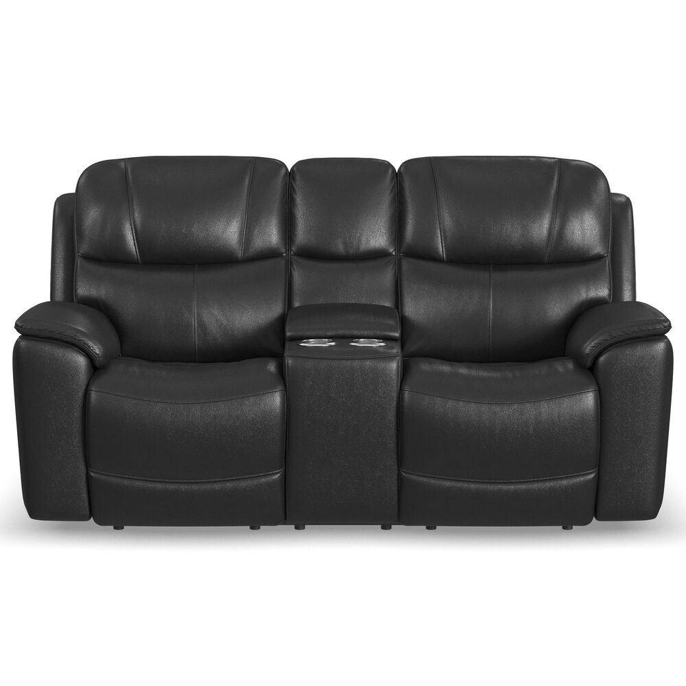 Flexsteel Crew Power Reclining Loveseat with Console, Power Headrests and Lumbar in Raven, , large