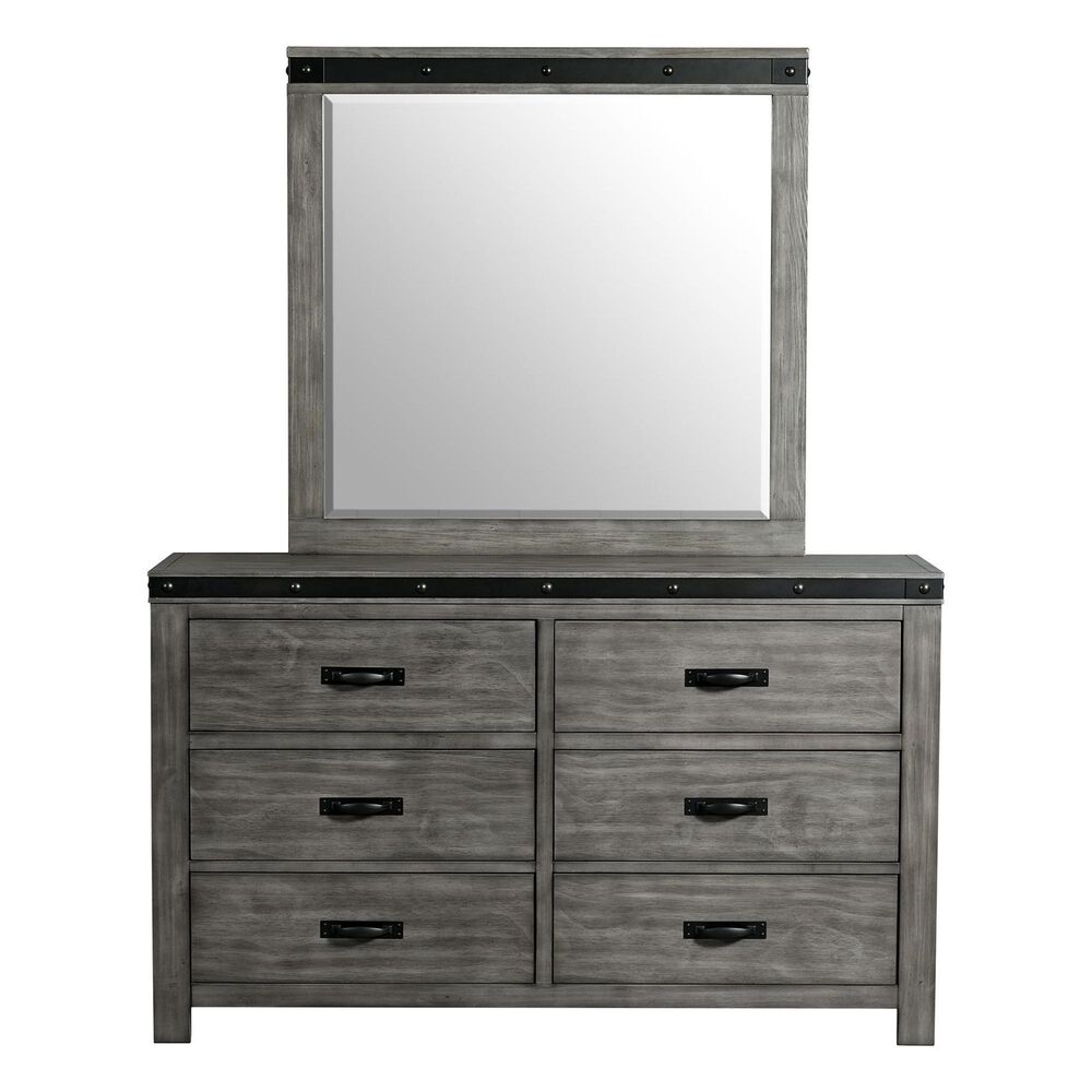 Mayberry Hill Wade 6-Drawer Dresser and Mirror in Brushed Ash Gray, , large