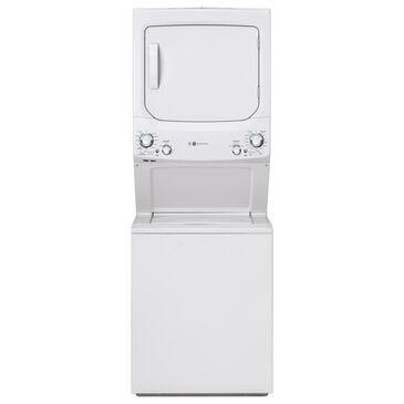 GE Appliances 3.9 Cu. Ft. Front Load Washer and 5.9 Cu. Ft. Electric Dryer Stack Laundry in White, , large