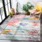Safavieh Barbados Tropical Abstract 3"3" x 5"  Light Blue and Pink Indoor/Outdoor Area Rug, , large