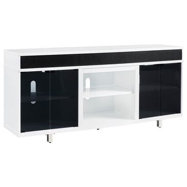 Signature Design by Ashley Gardoni 72" TV Stand in White, Black and Chrome, , large