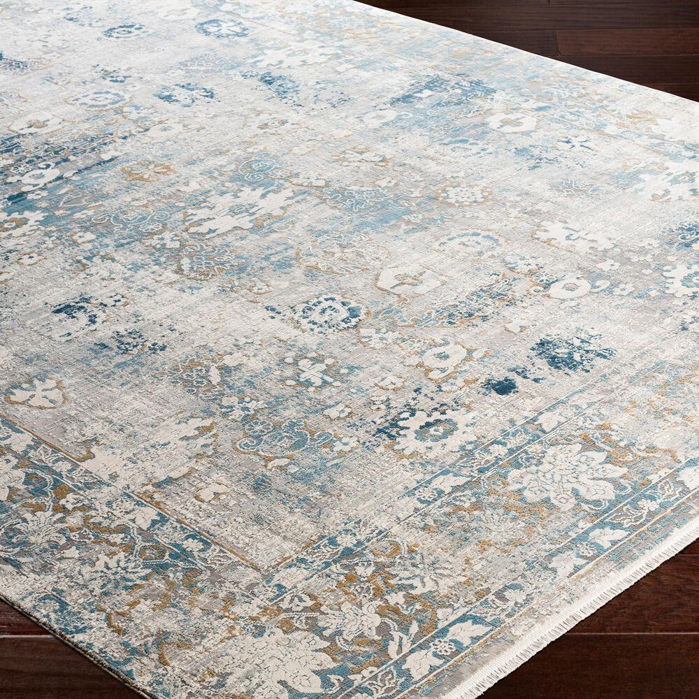 Surya Solar 6&#39;7&quot; x 9&#39;6&quot; Dark Blue, Charcoal, Light Gray, White and Saffron Area Rug, , large