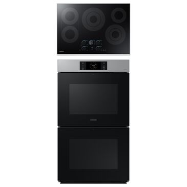 Samsung 2-Piece Kitchen Package with 30" Double Wall Oven and 30" Smart Electric Cooktop in Stainless Steel, , large