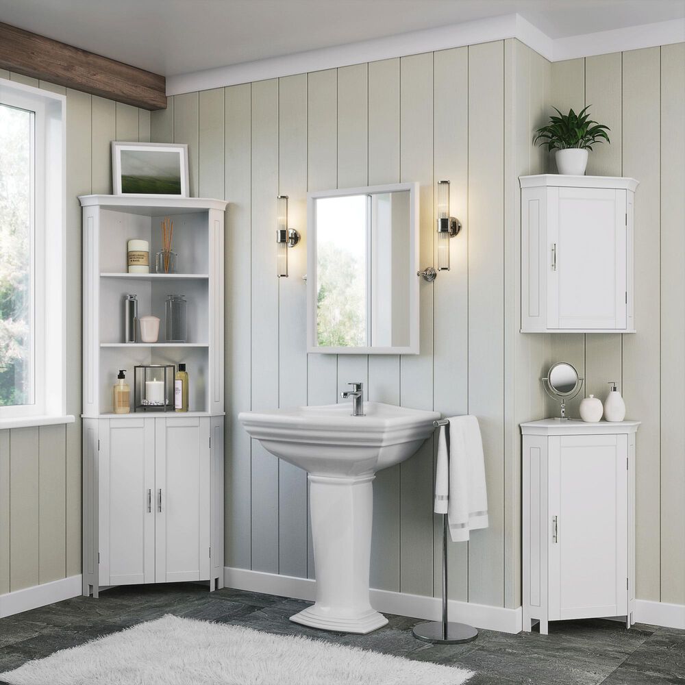 Bathroom Corner Floor Cabinet Tall Bathroom Storage Cabinet w/ Shelves, 1  unit - Baker's