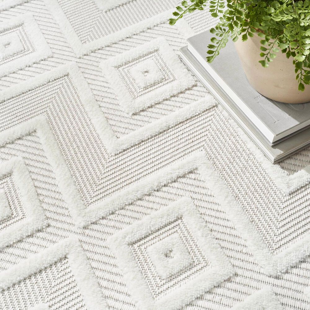 Nourison Versatile 4&#39; x 6&#39; Ivory and White Indoor/Outdoor Area Rug, , large