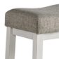 Hawthorne Furniture Drake Backless Stool with Gray Cushion in Rustic White, , large
