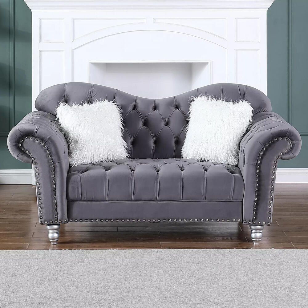 Morden Fort America Stationary Loveseat in Grey Velvet, , large