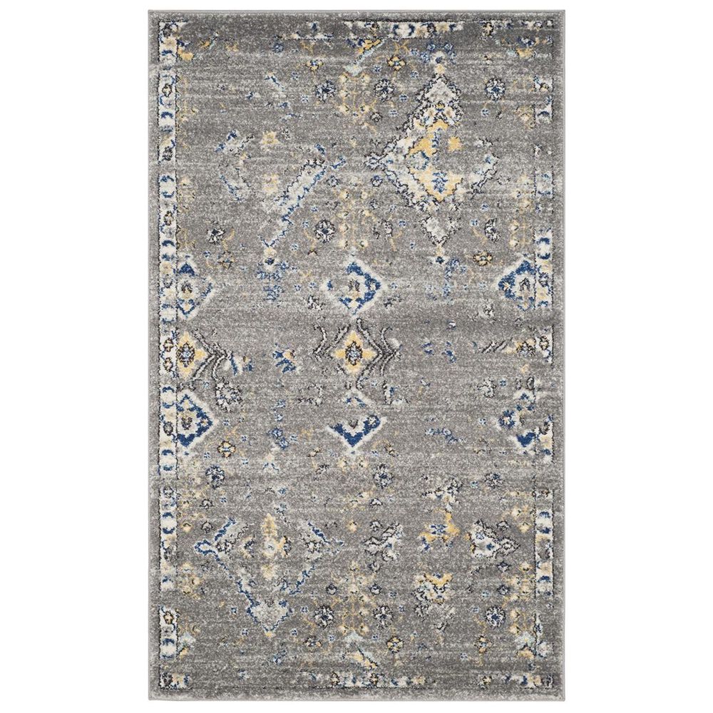 Safavieh Evoke EVK224G-3 3&#39; x 5&#39; Dark Grey/Yellow Area Rug, , large