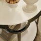 Bernhardt Morello Round End Table in White Faux Marble and Oxidized Nickel, , large