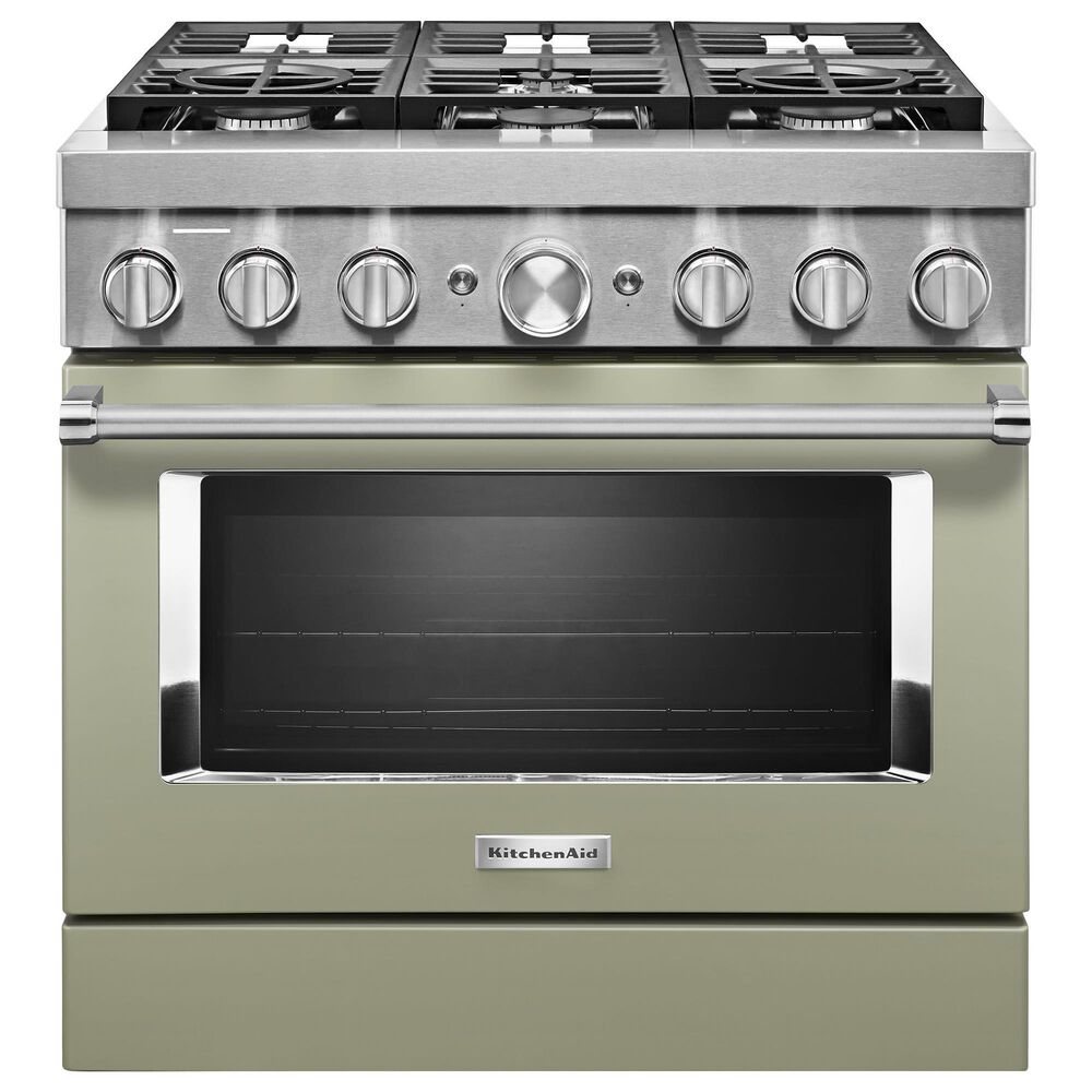 KitchenAid 5.1 Cu. Ft. Freestanding Dual Fuel Range with True Convection in Avocado Cream, , large