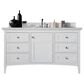 James Martin Palisades 60" Single Bathroom Vanity in Bright White with 3 cm Arctic Fall Solid Surface Top and Rectangular Sink, , large