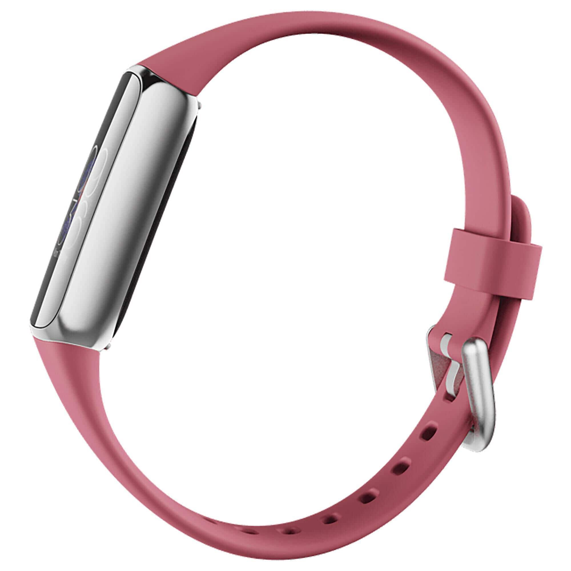 Fitbit Luxe Tracker with Orchid Band in Platinum Stainless Steel | NFM