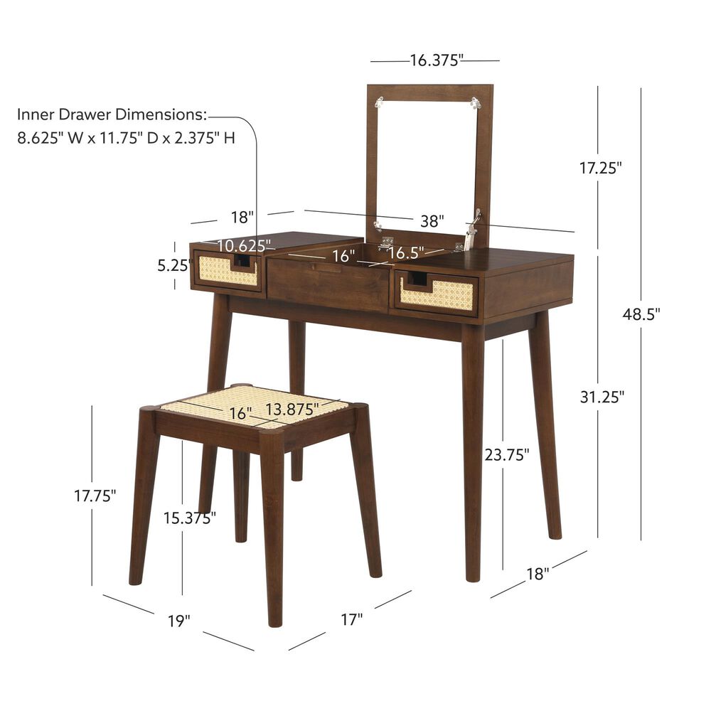 Linden Boulevard Vanity Drawer and Stool, , large