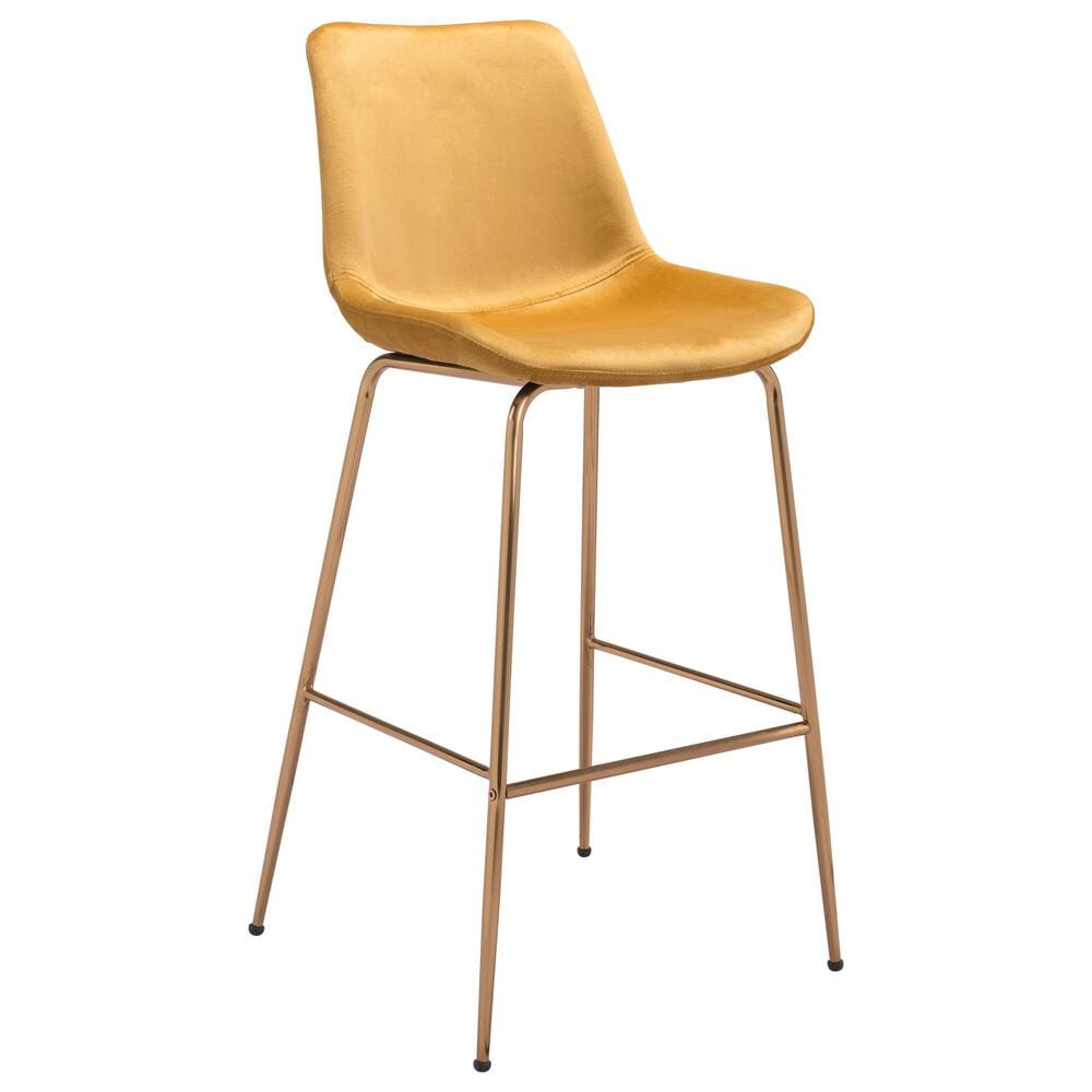 Zuo Modern Tony Extra Tall Bar Chair in Yellow/Gold, , large