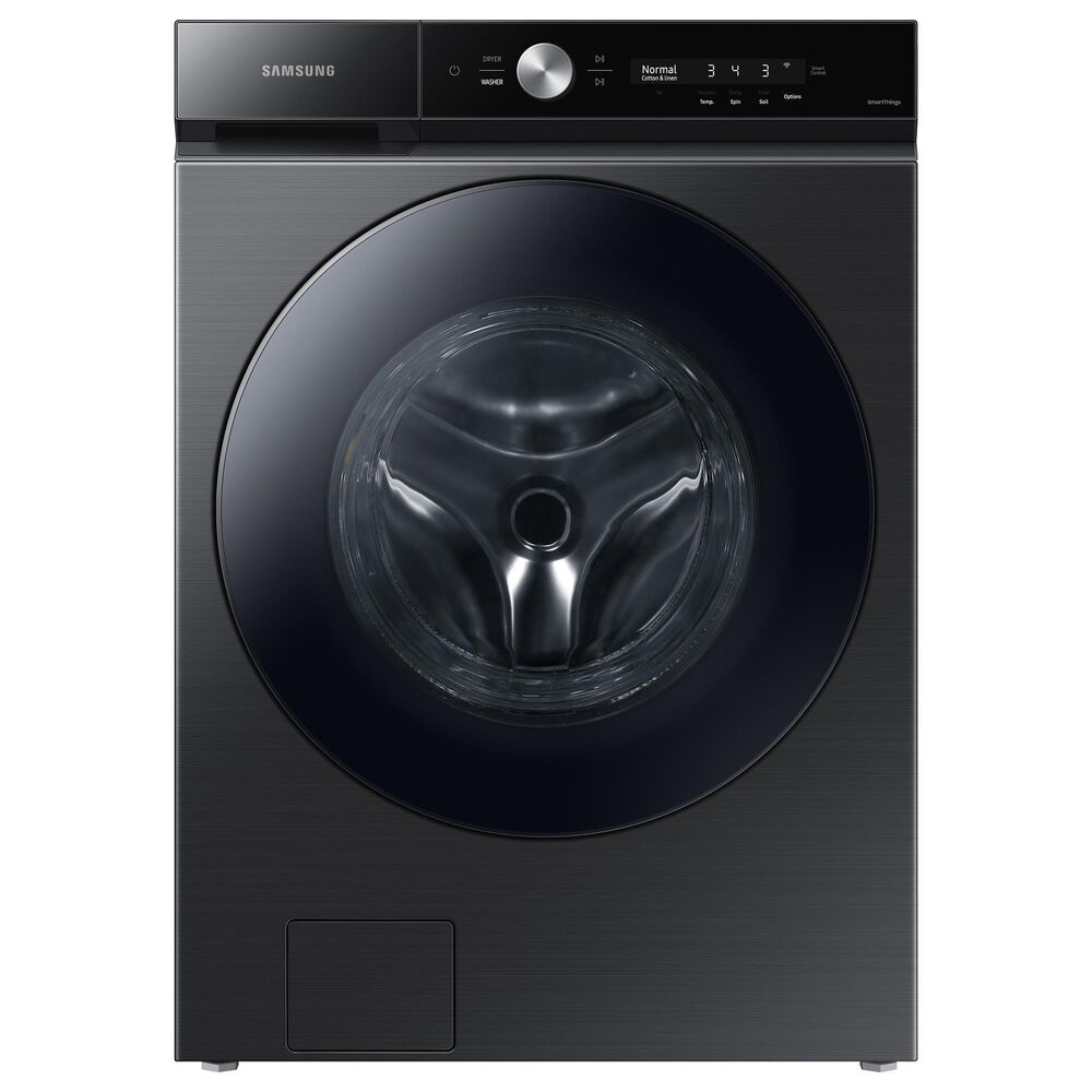 Samsung Bespoke 5.3 Cu. Ft. Front Load Washer and 7.6 Cu. Ft. Gas Dryer Laundry Pair with Stacking Kit in Brushed Black, , large