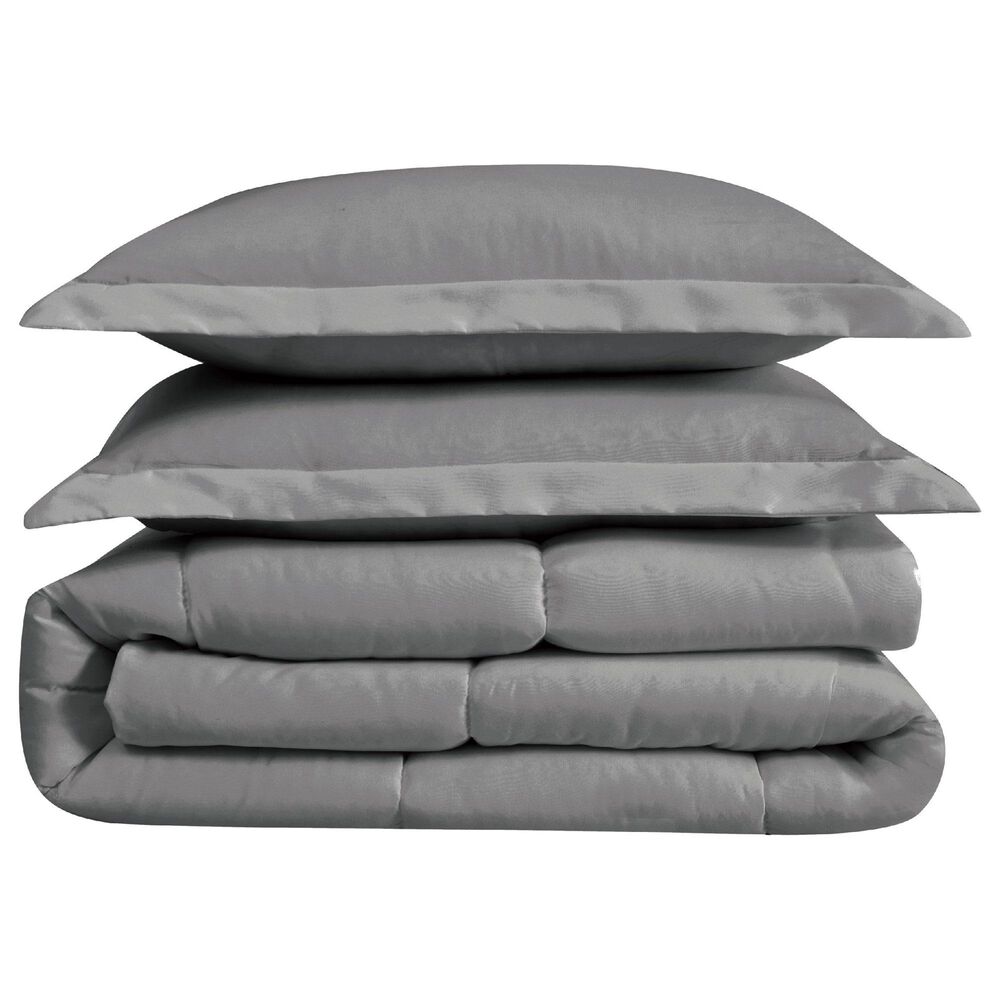 Pem America Cannon Solid 3-Piece Full/Queen Comforter Set in Grey, , large
