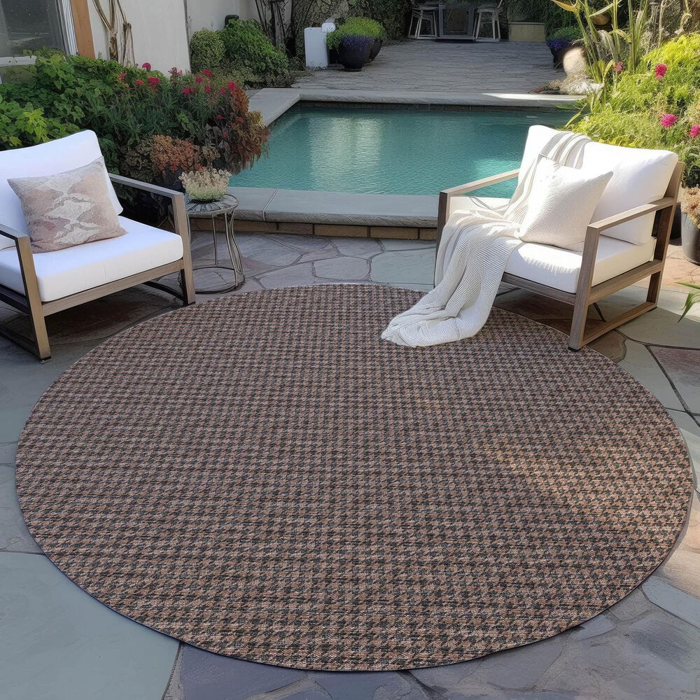 Dalyn Rug Company Hinton 4&#39; Round Chocolate Indoor/Outdoor Area Rug, , large