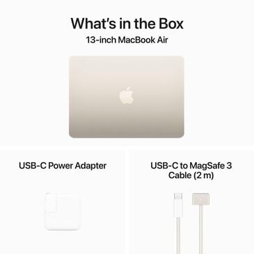 Apple 13-inch MacBook Air: Apple M3 chip with 8-core CPU and 10-core GPU, 8GB, 512GB SSD - Starlight (Latest Model), , large