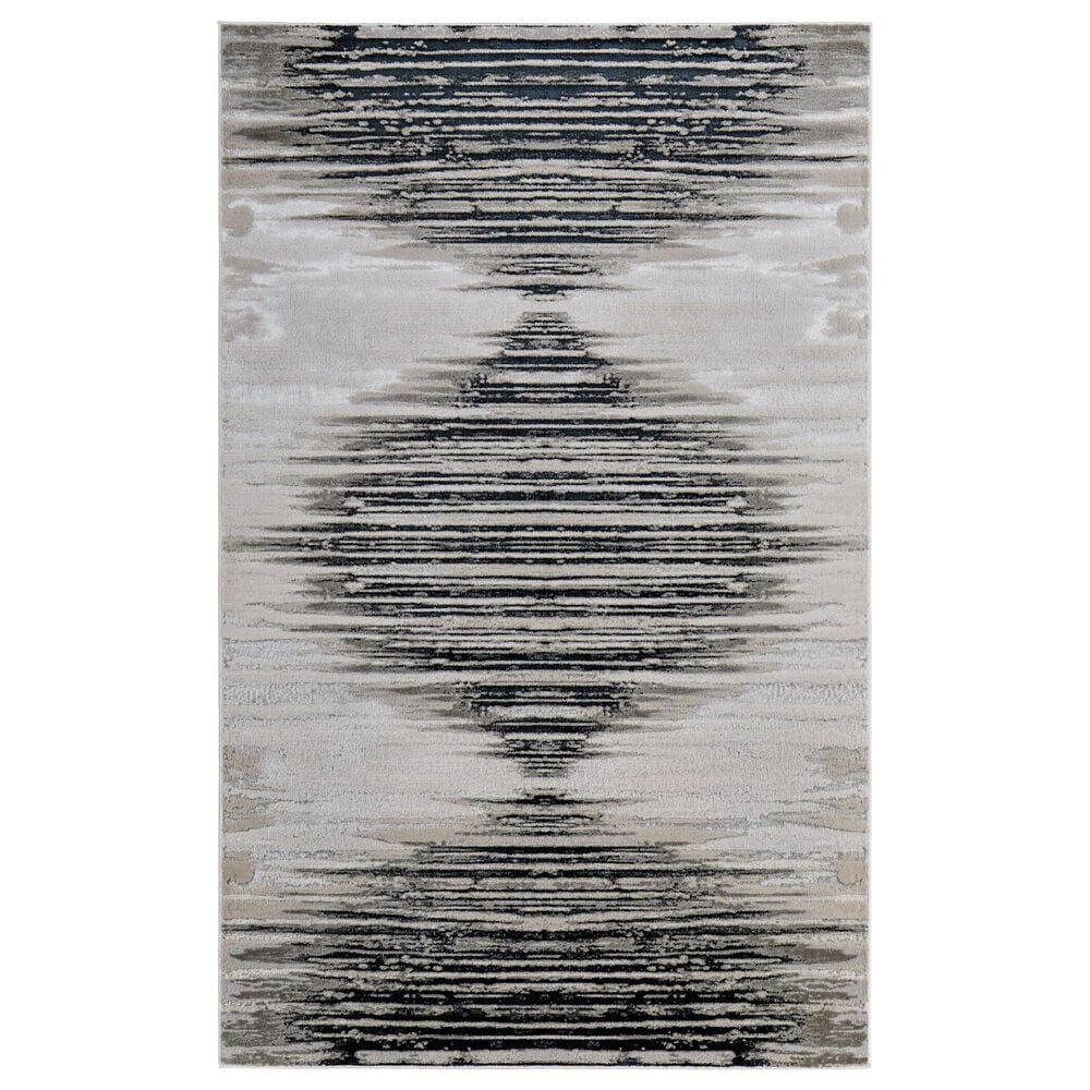 Feizy Rugs Micah 39LRF 12" x 18" Black and Silver Area Rug, , large