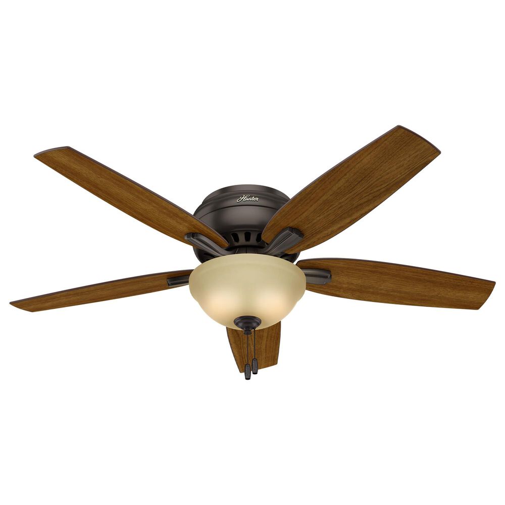 Hunter Newsome Low Profile 52&quot; Ceiling Fan with Lights in Premier Bronze, , large