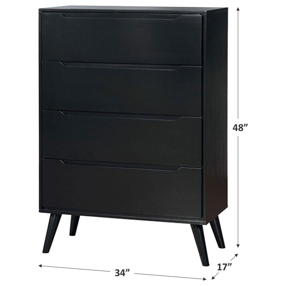 Furniture of America Lennart 4-Drawer Chest in Black, , large